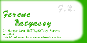 ferenc matyassy business card